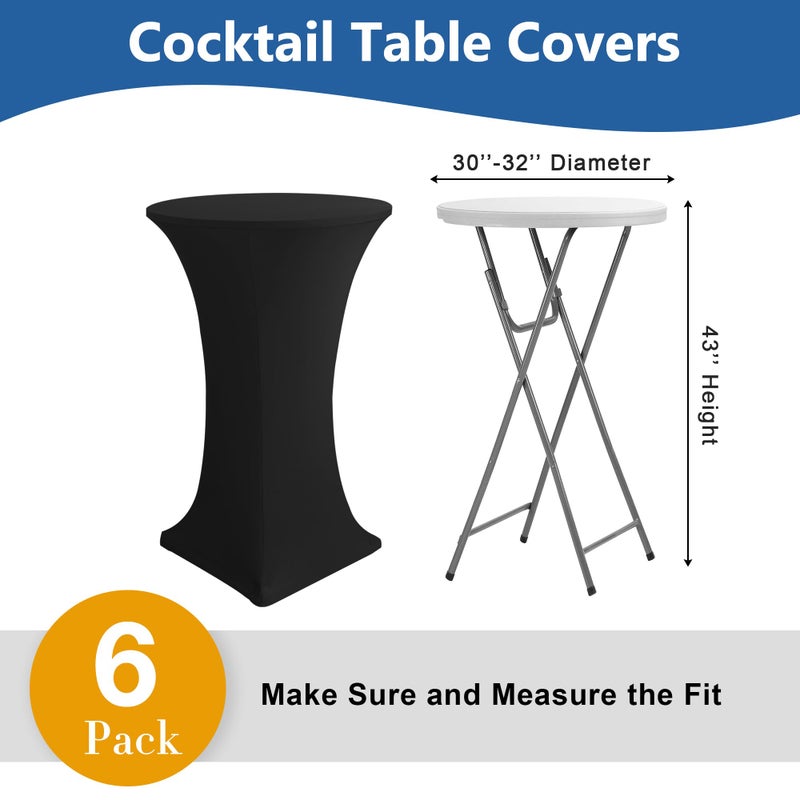 Enjoyidea Cocktail Table Covers-Spandex Round High Top Table Cloths 6 Pack 32x43 Inch-Black Stretch Fitted Bar Tall Tablecloth for Pub Bistro Highboy Party Event Banquet Height Folding Satnding Tables - Image 4