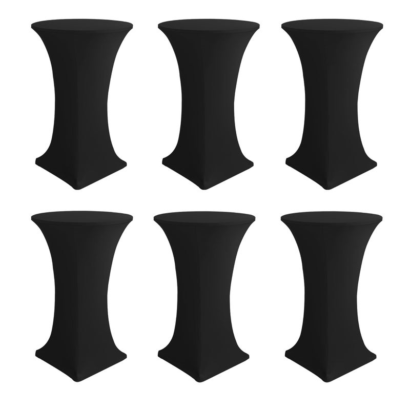 Enjoyidea Cocktail Table Covers-Spandex Round High Top Table Cloths 6 Pack 32x43 Inch-Black Stretch Fitted Bar Tall Tablecloth for Pub Bistro Highboy Party Event Banquet Height Folding Satnding Tables - Image 1