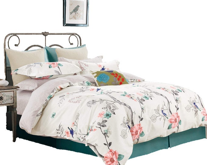 ORIENTAL STYLE REVERSIBLE FLORAL PRINT 3PIECE 100 COTTON BEDDING SET DUVET COVER AND TWO PILLOW SHAMS KING