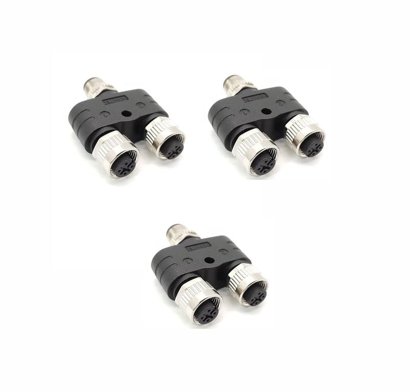 Elecbee M12 Y Connector 4 Pin Male to Female A Code Unshiled Adapter Waterproof Female to Male 4 Pin M12 Waterproof Connector (1) - Image 2