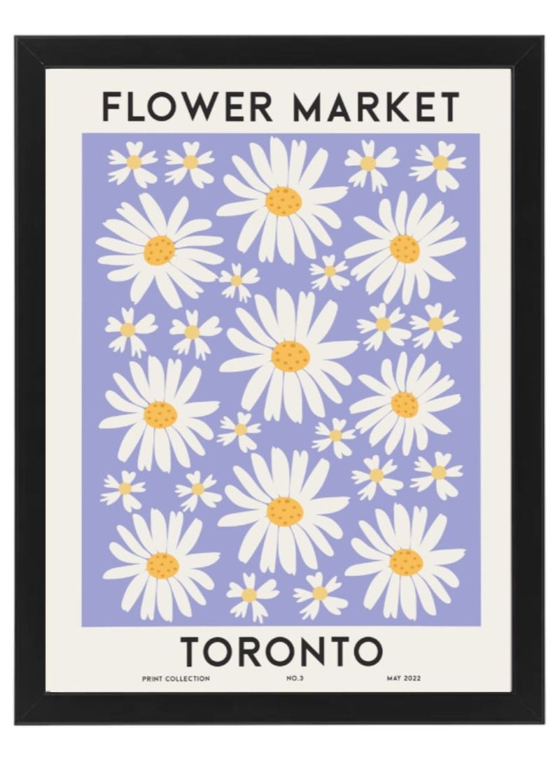 Boomah Accessories Flower Market Toronto Colorful Botanical Art Poster with Frame 50x40cm 