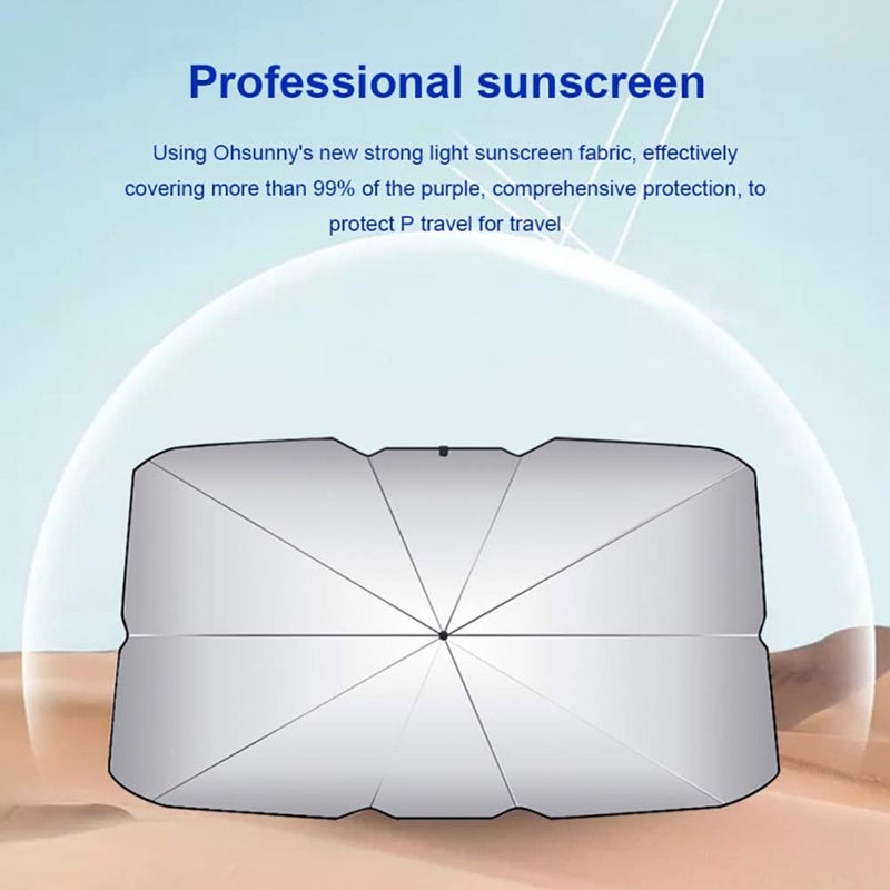 HOLDCY Car Sun Shade Windshield, Telescopic Sunshade Umbrella, Blocks UV Rays Sun Visor Protector to Keep Your Vehicle Cool and Damage Free,for Most Sedan SUVs Trucks (55.11'inch x 31.49'inch) - Image 2