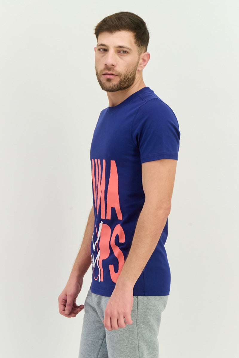 PUMA Men Sportswear Fit Short Sleeves Outdoor T-Shirt, Blue - Image 2