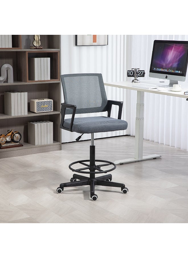 Home Box Home Box Apex Mesh Drafting Office Chair Grey 58 x 125 x 54 cm  - Image 1