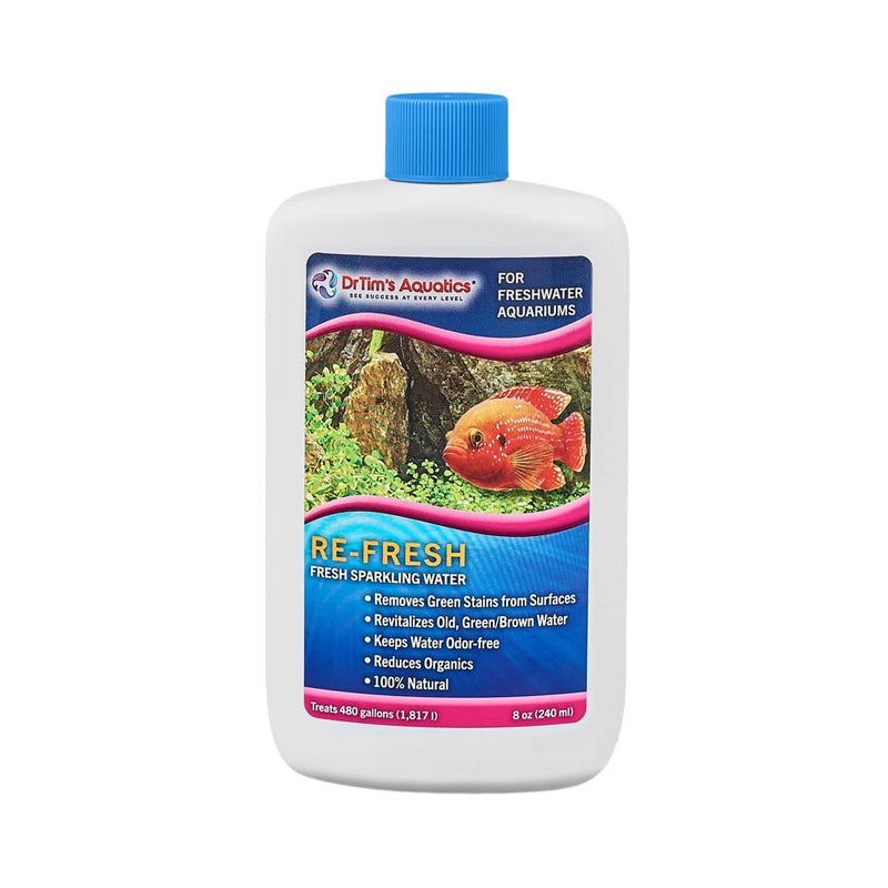 DrTim's Aquatics DrTim’s Aquatics Re-Fresh for Freshwater Aquariums – 100% Natural Fish Tank Sanitizer & Revitalizer Conditioner Solution for Fresh, Crystal-Clear, Sparkling Water - 8oz - Treats 480 gal - Image 1