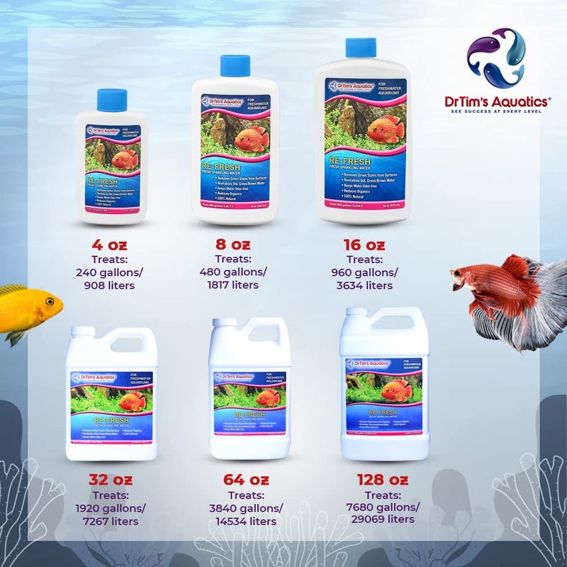 DrTim's Aquatics DrTim’s Aquatics Re-Fresh for Freshwater Aquariums – 100% Natural Fish Tank Sanitizer & Revitalizer Conditioner Solution for Fresh, Crystal-Clear, Sparkling Water - 8oz - Treats 480 gal - Image 5
