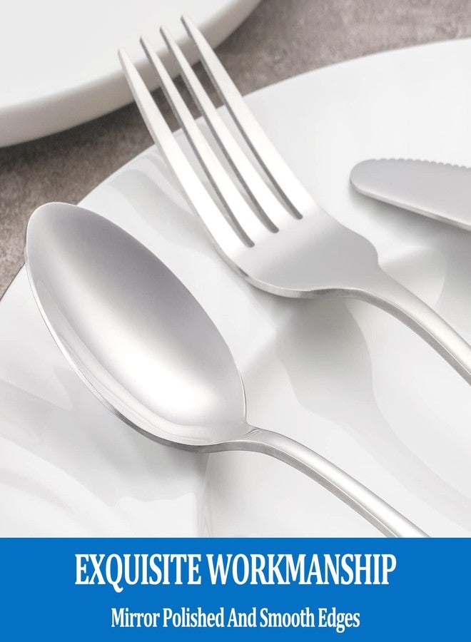 MUTNITT 8 Pcs Forks and Spoons Silverware Set,Food Grade Stainless Steel Flatware Cutlery Set for Home,Kitchen and Restaurant,Mirror Polished,Dishwasher Safe - 4 Dinner Fork(8 inch) and 4 Teaspoon(6.5 inch) - Image 4
