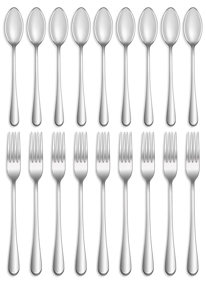 MUTNITT 8 Pcs Forks and Spoons Silverware Set,Food Grade Stainless Steel Flatware Cutlery Set for Home,Kitchen and Restaurant,Mirror Polished,Dishwasher Safe - 4 Dinner Fork(8 inch) and 4 Teaspoon(6.5 inch) - Image 1