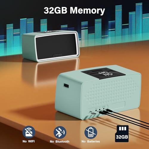 SavvyBloom Simple Music Player for Seniors, Easy to Use with Large Button for Elderly with Dementia, Blind, Alzheimer's, No Need WiFi/Bluetooth, with 32GB TF Card, Cyan - Image 3