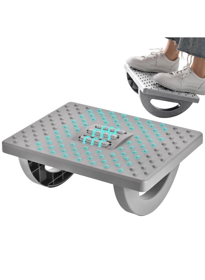 JINFANLI Foot Rest Under Desk,Ergonomic Adjustable Foot Rest Foot Stool with Massage Roller for Under Desk,Footrest Improved Pressure Relief Straightening Hunchback (Grey) - Image 1