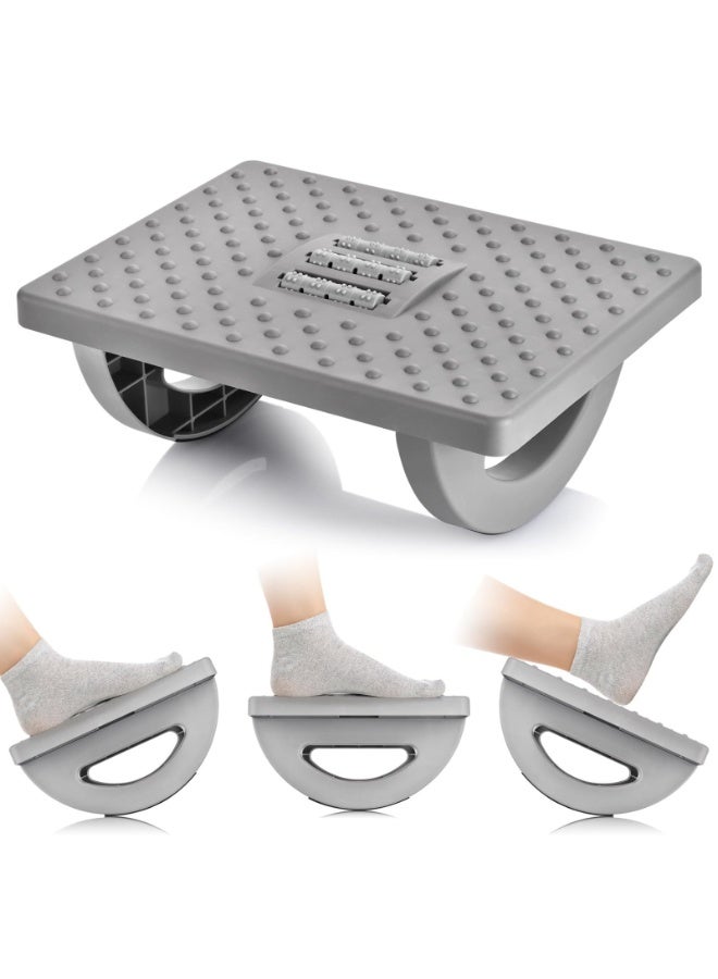 JINFANLI Foot Rest Under Desk,Ergonomic Adjustable Foot Rest Foot Stool with Massage Roller for Under Desk,Footrest Improved Pressure Relief Straightening Hunchback (Grey) - Image 2