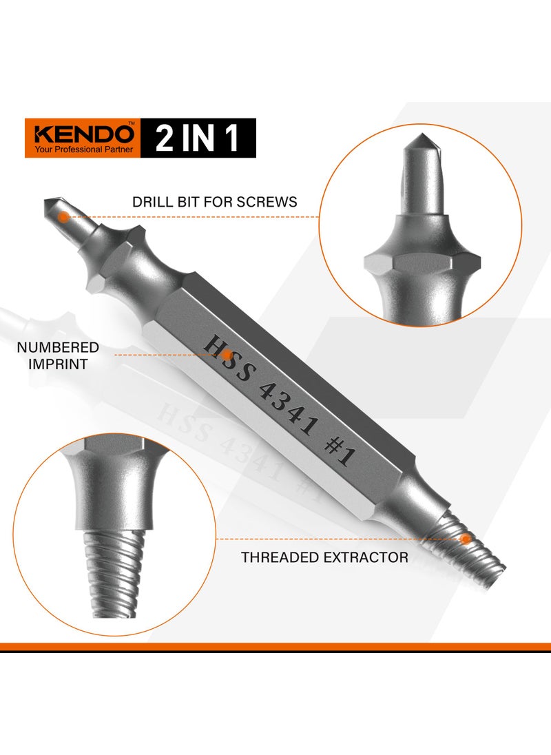 Kendo KENDO Damaged Screw Extractor Set - Remover for Stripped Screws Nuts & Bolts, Drill Bit Tools for Easy Removal of Rusty & Broken Hardware, 6PC HSS Drill Bit Bolt Extractor Kit, Superb Gifts for Men  - Image 2