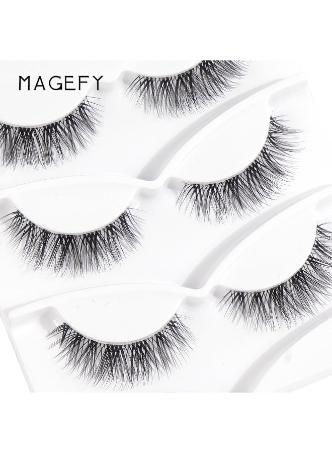 MAGEFY 3 Pairs Pack Light Volume Short Fake Eye Lashes Lashes False Eyelashes Cat Eyes Wispy Natural Faux Mink Lashes - Image 5