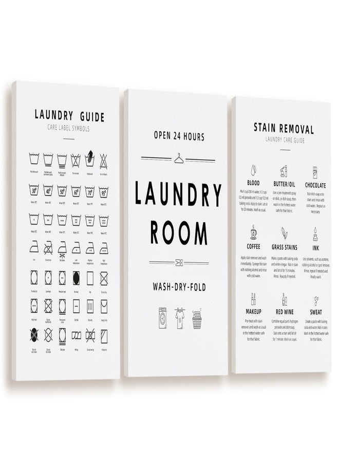 BIWSHA Laundry Room Decor, Laundry Room Sign Wall Art, Laundry Symbols Wall Decor, Laundry Symbols Wall Art Signs for Home Drom Laundromats, 11x14 Inch White - Image 1