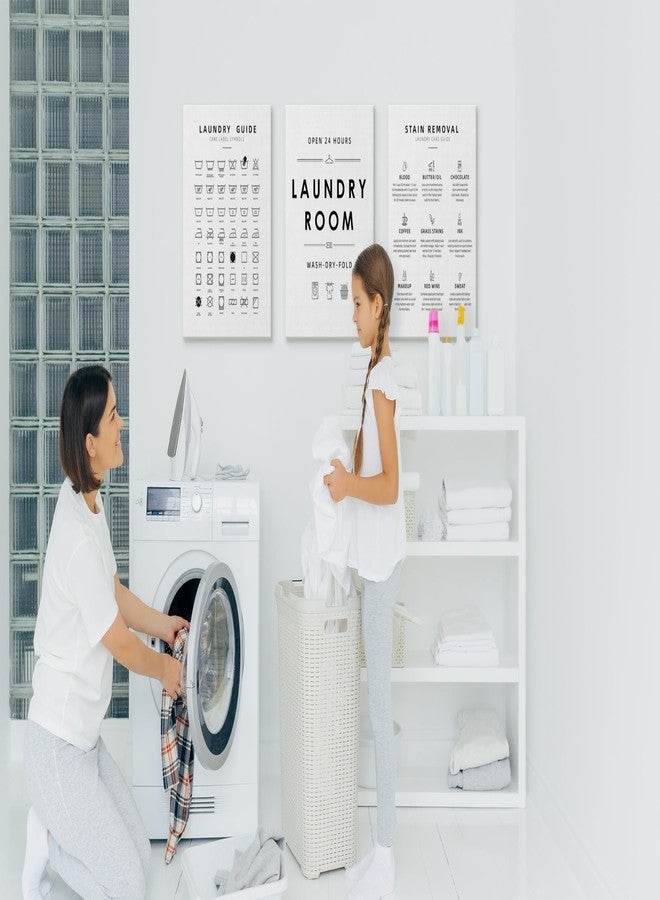 BIWSHA Laundry Room Decor, Laundry Room Sign Wall Art, Laundry Symbols Wall Decor, Laundry Symbols Wall Art Signs for Home Drom Laundromats, 11x14 Inch White - Image 2