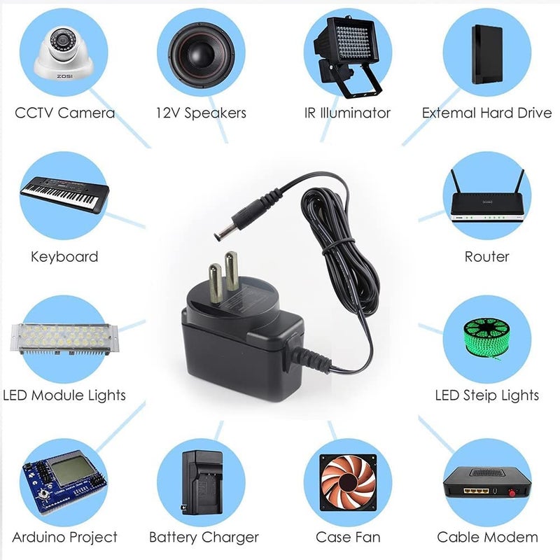 AC Power Adapter 2Prong Plug 18 m Cable Black  - Image 2