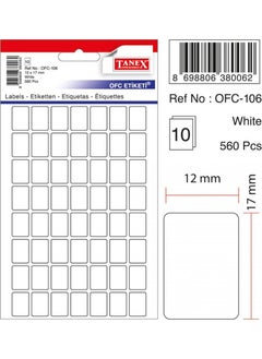 TANEX Ofc-106 White Office Label 100 Pieces - 10-Piece Bag 