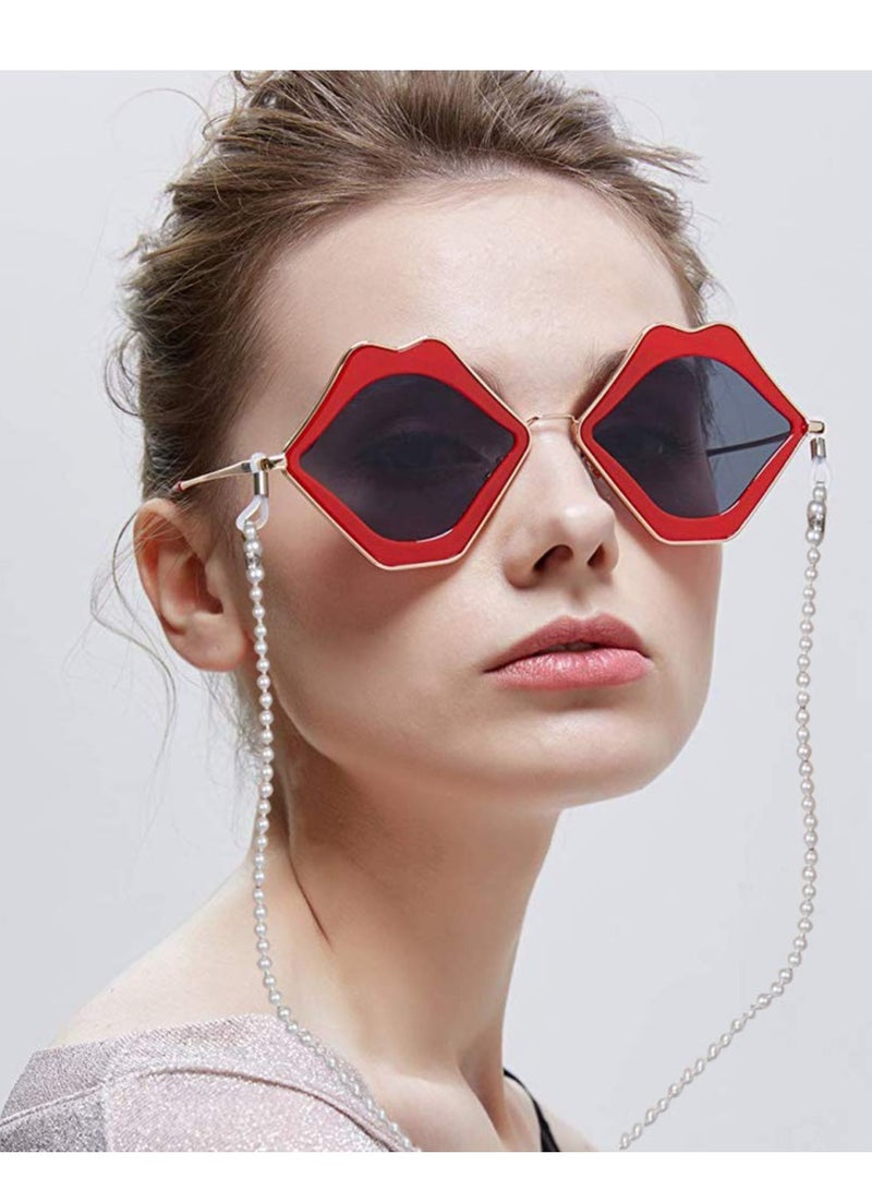 Generic 2Pcs Imitation Pearl Beaded Eyeglass Chain Anti-slip Sunglasses Strap Neck Cord for Women and Girls  - Image 2