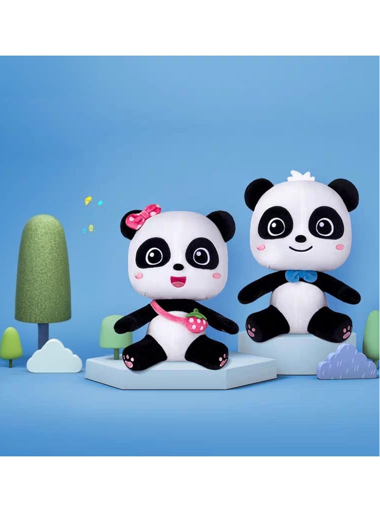 babybus - Babybus Baby Bath Toy, Pandakiki Cute Plush Standing Baby Plush, Children's Toys, Boys and Girls, Birthday Gifts, Anime Goods, Original Day, School Entrance Celebration Toys Wonderful Family Dolls for 0-3 Years Old, Qiqiqi Miao Plush Soothing Sleeping Doll, 20cm Sitting Qiqi Plush Toy - Image 1
