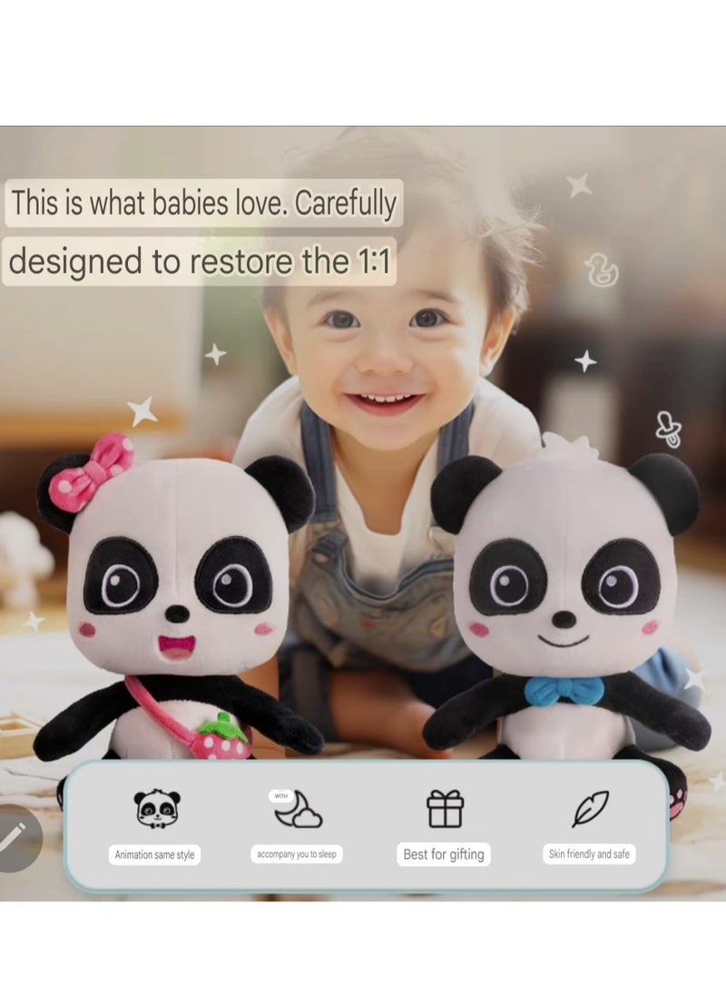 babybus - Babybus Baby Bath Toy, Pandakiki Cute Plush Standing Baby Plush, Children's Toys, Boys and Girls, Birthday Gifts, Anime Goods, Original Day, School Entrance Celebration Toys Wonderful Family Dolls for 0-3 Years Old, Qiqiqi Miao Plush Soothing Sleeping Doll, 20cm Sitting Qiqi Plush Toy - Image 1
