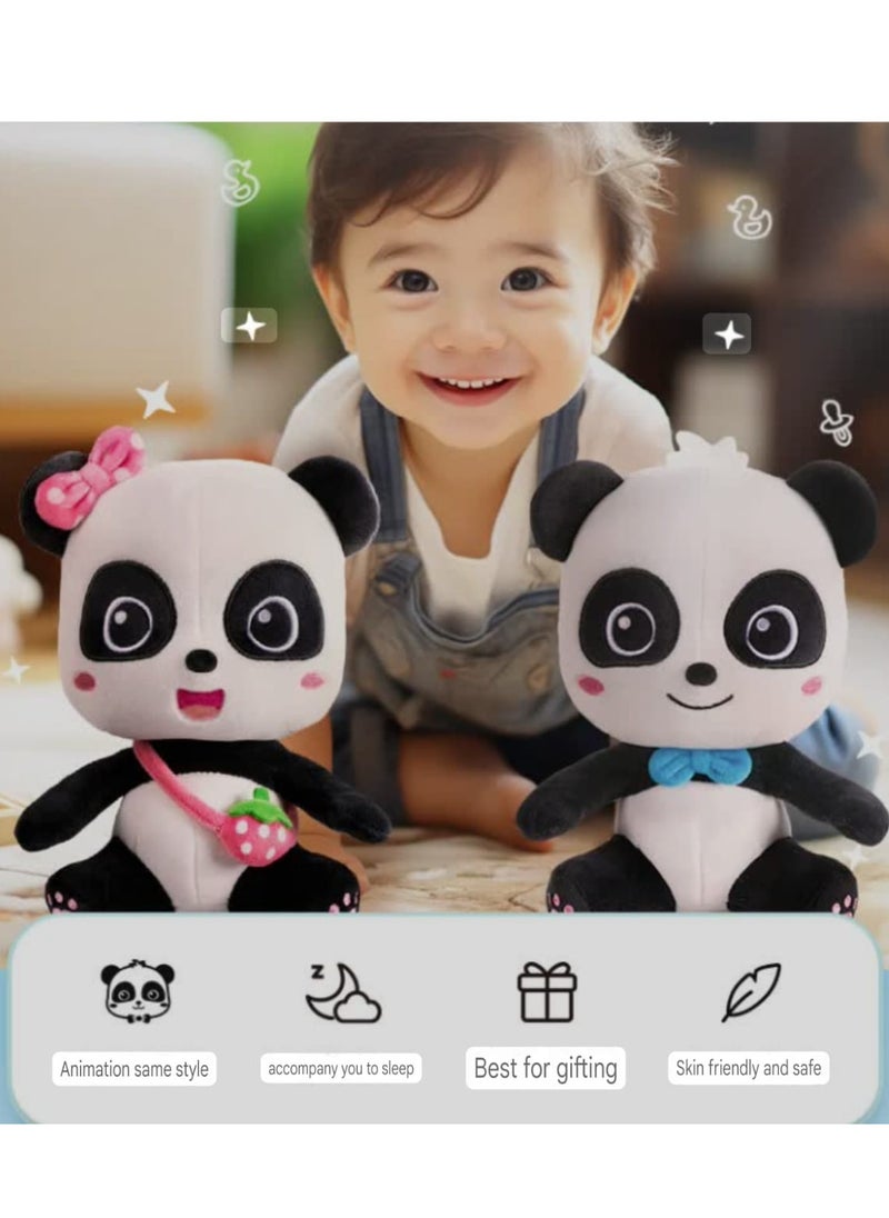 babybus - Babybus Baby Bath Toy, Pandakiki Cute Plush Standing Baby Plush, Children's Toys, Boys and Girls, Birthday Gifts, Anime Goods, Original Day, School Entrance Celebration Toys Wonderful Family Dolls for 0-3 Years Old, Qiqiqi Miao Plush Soothing Sleeping Doll, 20cm Sitting Qiqi Plush Toy - Image 1