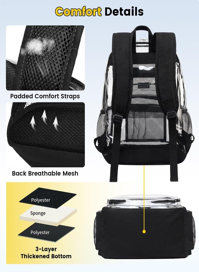 Vorspack Clear Backpack for School - Heavy Duty See Through Bookbag for Girls Boys Large Transparent Backpacks for Work, Travel - Black - Image 4