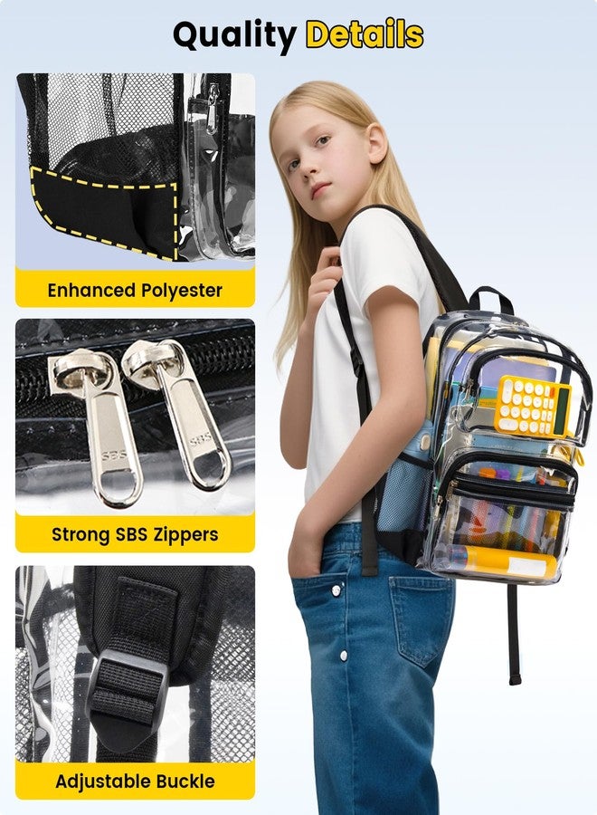 Vorspack Clear Backpack for School - Heavy Duty See Through Bookbag for Girls Boys Large Transparent Backpacks for Work, Travel - Black - Image 5