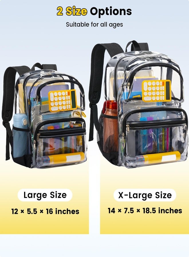 Vorspack Clear Backpack for School - Heavy Duty See Through Bookbag for Girls Boys Large Transparent Backpacks for Work, Travel - Black - Image 2