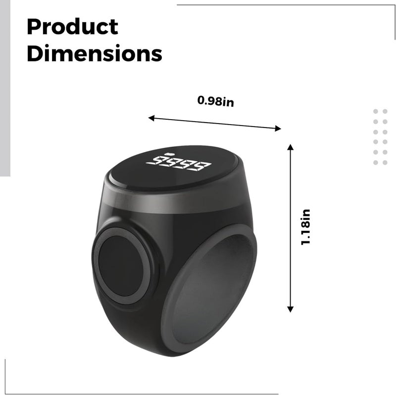Smart Zikr Band, Digital Tasbeeh Counter With Touchscreen, Rechargeable Silicone, Adjustable Size And Oled Display, Compact 1 X 1.2 In / 2.5 X 3 Cm - Image 3