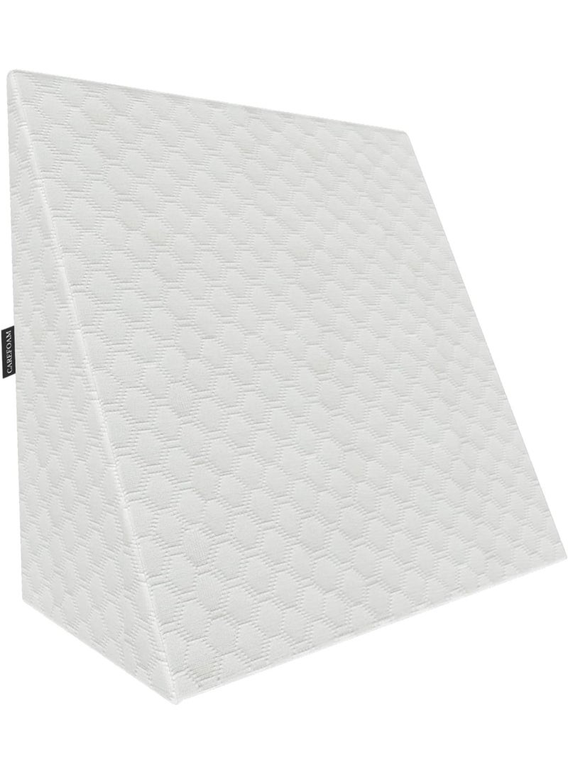 Carefoam Wedge Pillow Memory Foam for Back Support, Acid Reflux, Snoring, GERD, Pregnancy & Leg Elevation | Ergonomic Wedge Cushion – White Jacquard – 18L x 17.5W x 10H in – 2-Year Warranty - Image 1