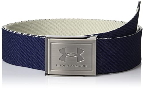 Under Armour Boys' Webbing Belt, (410) Midnight Navy/Khaki Base/Silver, One Size Fits Most - Image 2