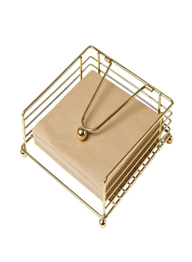 SWTOOL Gold Napkin Holder Modern Square Metal Flat Napkin Storage Stand Holder with Weighted Pivoted Arm for Outdoor Farmhouse Wedding Party Hotel - Image 1