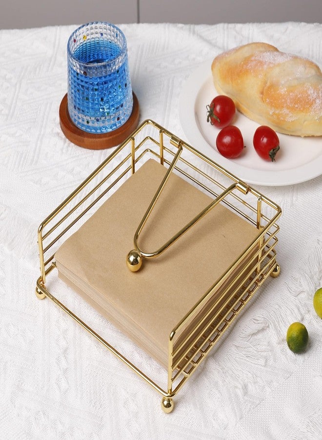 SWTOOL Gold Napkin Holder Modern Square Metal Flat Napkin Storage Stand Holder with Weighted Pivoted Arm for Outdoor Farmhouse Wedding Party Hotel - Image 4