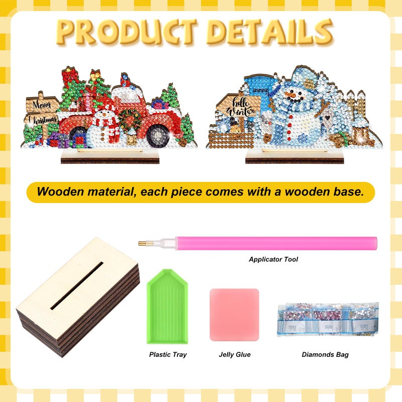 YooNotee 12 Sets Interchangeable Seasonal Diamond Art Tabletop Decorations Holiday Diamond Art Painting Kit with Wood Base for Valentines Easter Winter Spring Holiday Table Decor(Classic Style) - Image 3