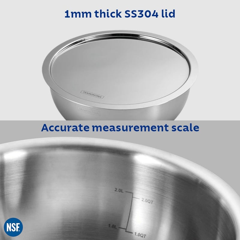 TRAMONTINA Tramontina Aeion 20 cm TriPly Stainless Steel Tasla with Lid - 2.3L w/Measuring Scale, Non-Toxic, Induction Ready, NSF Certified, Superior Heat Retention & Even Heating, Serve 1-2, 10 Years Warranty - Image 4