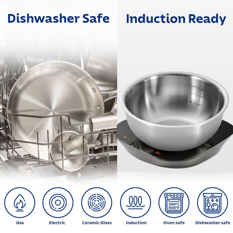 TRAMONTINA Tramontina Aeion 20 cm TriPly Stainless Steel Tasla with Lid - 2.3L w/Measuring Scale, Non-Toxic, Induction Ready, NSF Certified, Superior Heat Retention & Even Heating, Serve 1-2, 10 Years Warranty - Image 5