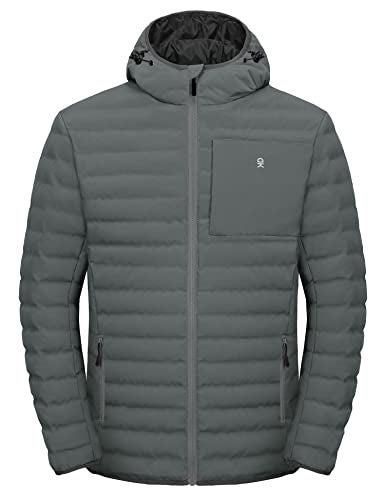 Little Donkey Andy Men's Warm Waterproof Puffer Jacket Hooded Windproof Winter Coat with Recycled Insulation Grey XL - Image 1
