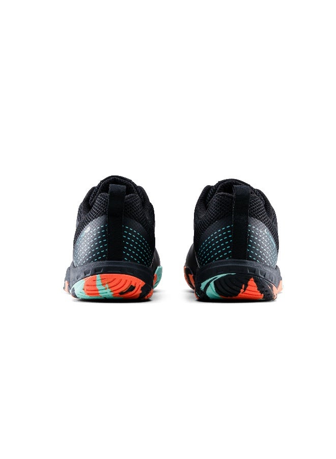 Li-Ning أحذية بادمنتون لاينينغ أيرو فلاي II للبالغين غير محددة الجنس غير مميزة خفيفة الوزن ومتينة (أسود/برتقالي/أزرق EUR- 43) 6937461101622 - Image 3