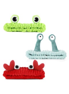 WLLHYF WLLHYF 3 Pack Spa Headband Face Wash Hairband Facial Makeup Head Wraps Cartoon Elastic Head Band Cute Frog Snail Crab Shower Headband Creative Hair Accessories for Beauty Skincare Sports 