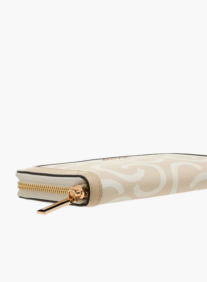 Celeste Women's Monogram Print Wallet with Zip Closure