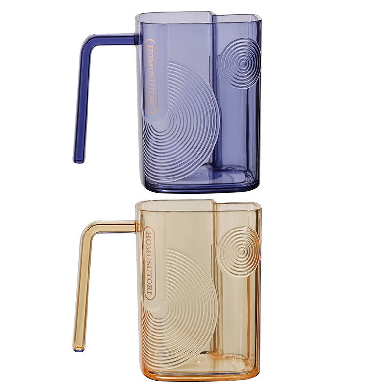 Luxury Clear Mouthwash Cup with Toothbrush Holder Blue + Brown 