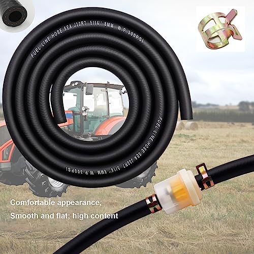 Taiss طقم خط الوقود Taiss 5/16" (8 مم) ID، 6.56 قدم (2 م) 300 PSI خرطوم وقود مطاطي NBR مع 10 قطع مشابك خرطوم 14 مم ID لأنظمة وقود السيارات المحركات: الجرارات، آلة جز العشب، آلة الثلج، إلخ - Image 5