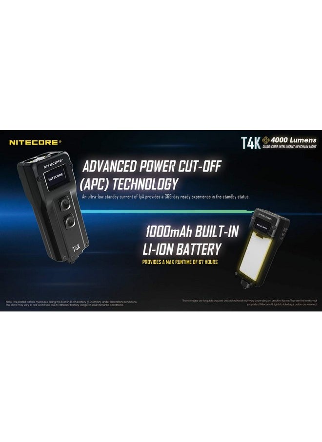 NITECORE Nitecore T4K Keychain EDC Flashlight, 4000 Lumen LED Super Bright and USB-C Rechargeable with LumenTac Organizer  - Image 5