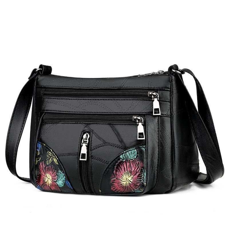 New Middle-Aged Women'S Bag Korean-Style Soft Leather Large Capacity Shoulder Crossbody Bag Mother-In-Law Grandma'S Vegetable Mobile Phone Bag - Image 1