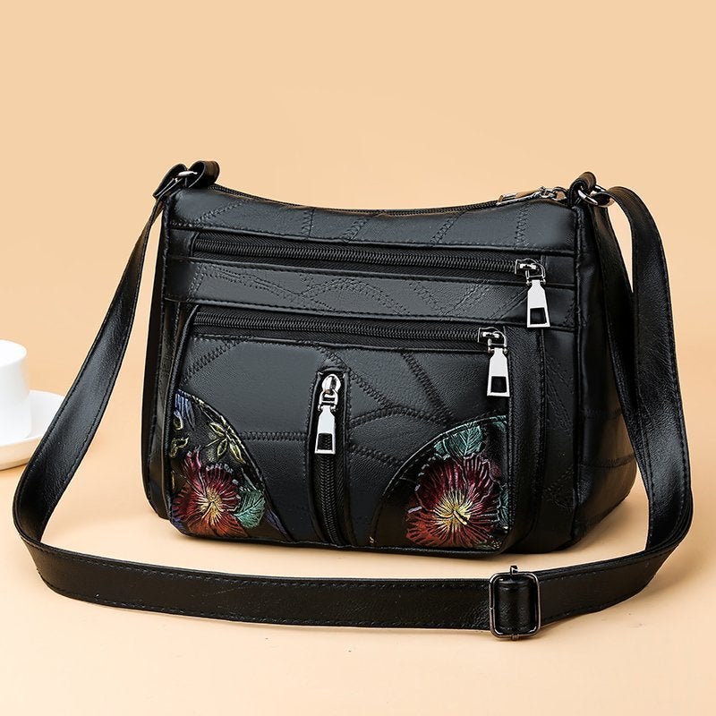 New Middle-Aged Women'S Bag Korean-Style Soft Leather Large Capacity Shoulder Crossbody Bag Mother-In-Law Grandma'S Vegetable Mobile Phone Bag - Image 2
