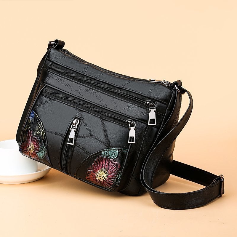 New Middle-Aged Women'S Bag Korean-Style Soft Leather Large Capacity Shoulder Crossbody Bag Mother-In-Law Grandma'S Vegetable Mobile Phone Bag - Image 4