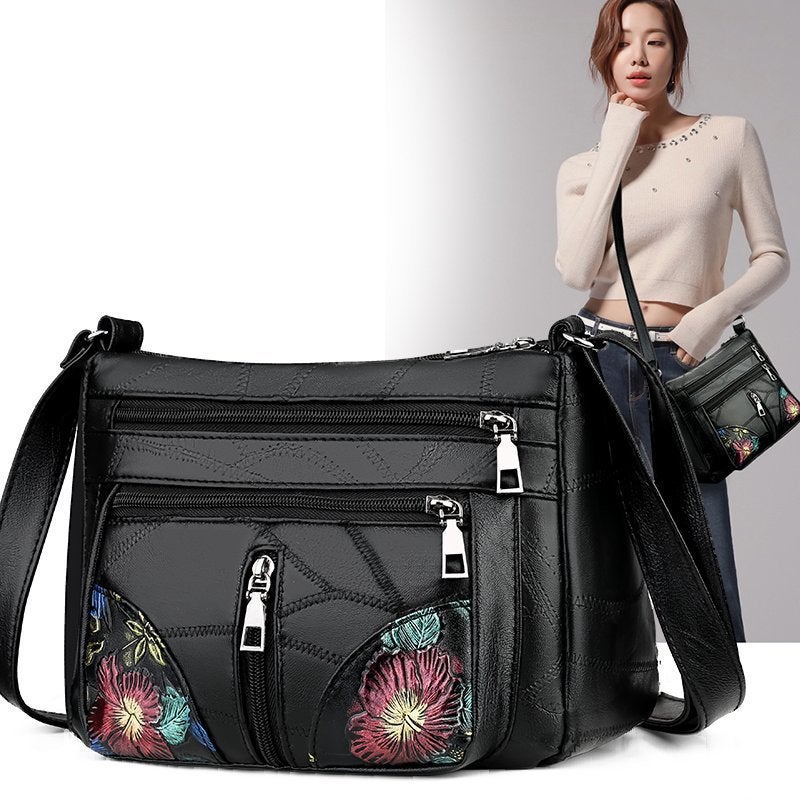 New Middle-Aged Women'S Bag Korean-Style Soft Leather Large Capacity Shoulder Crossbody Bag Mother-In-Law Grandma'S Vegetable Mobile Phone Bag - Image 3