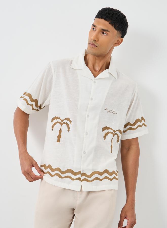 ستايلي قميص استيلي بياقة استوائية بقصة مريحة - Image 1