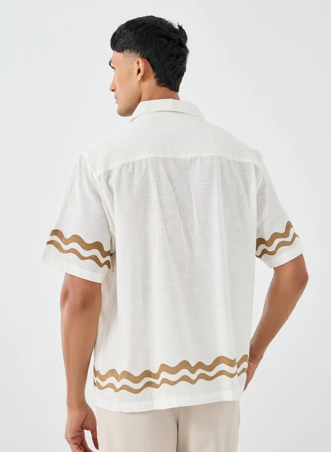 Styli Styli Palm Tree Resort Collar Relaxed Fit Shirt