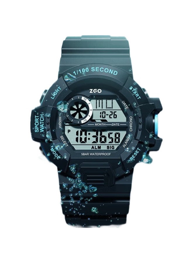 ZGO Children'S Watch For Boys, Middle School Students, Waterproof, Luminous, Electronic Watch Strap, Alarm Clock, Multifunctional Sports Wristwatch, 793 Black Gold - Image 3